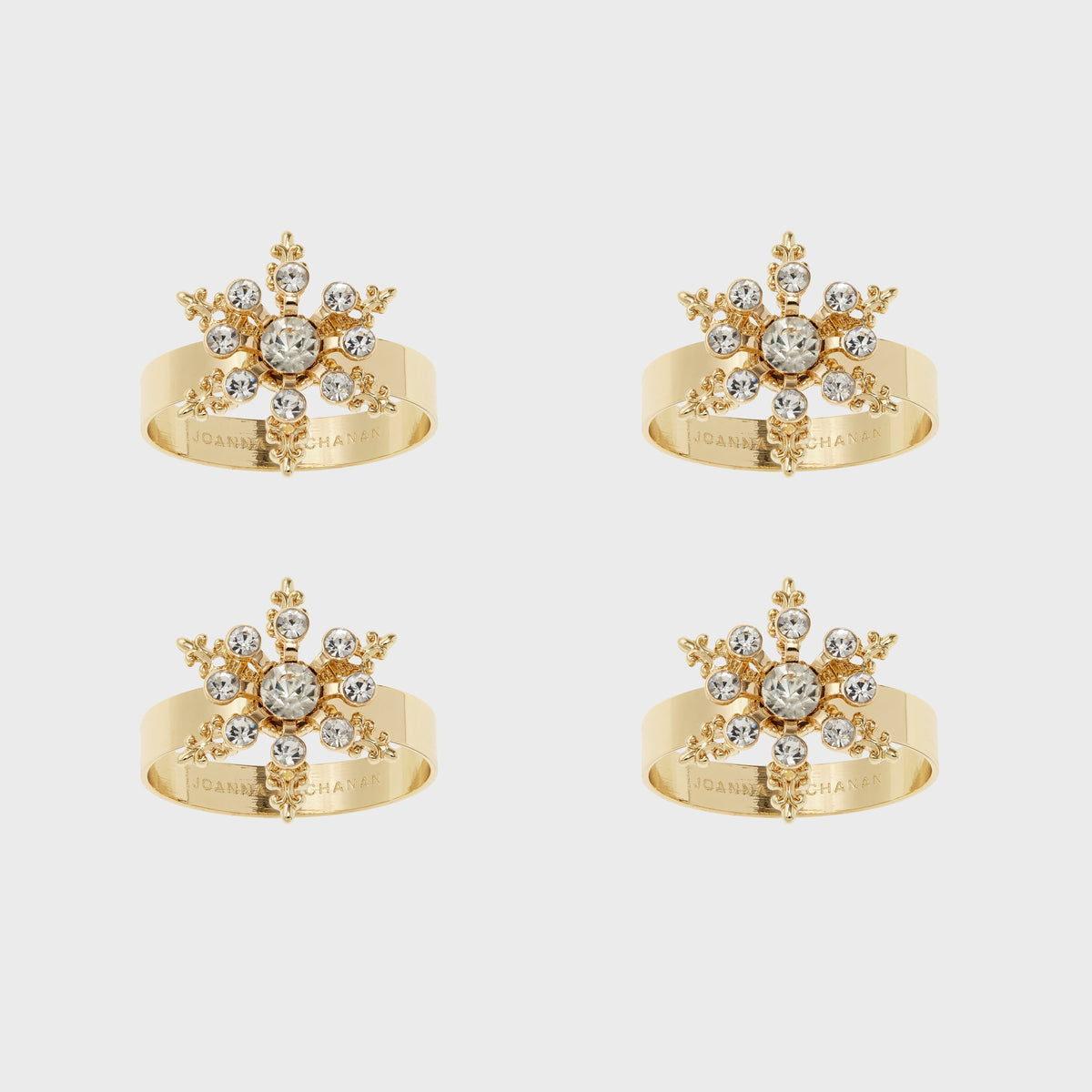 Classic Snowflake Skinny Napkin Rings – Crystal (Set of 4)