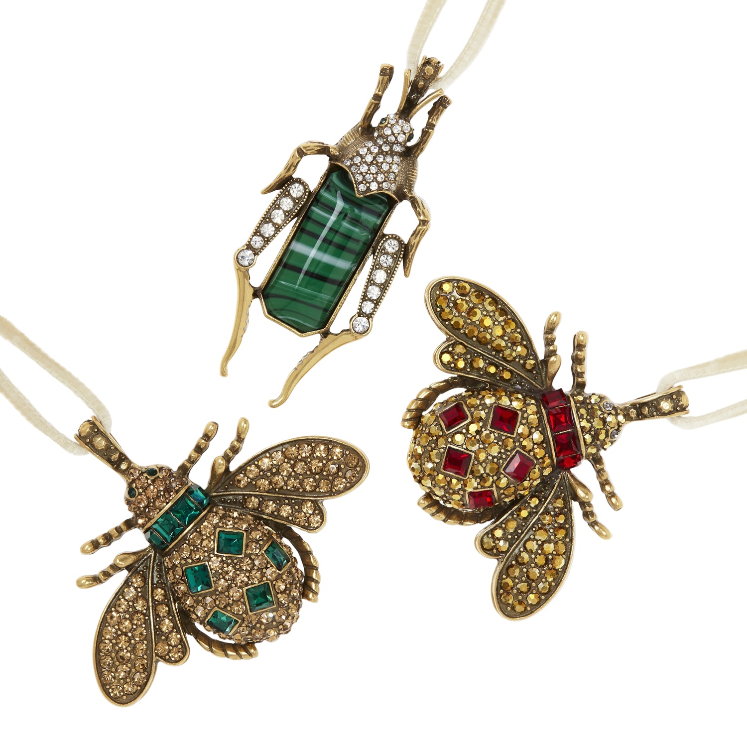 Jeweled Insect Hanging Ornament, Ruby and Emerald