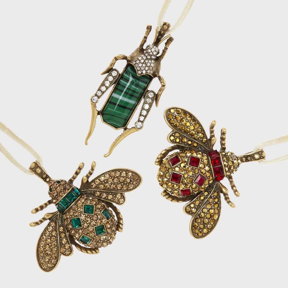 Jeweled Insect Hanging Ornament, Ruby and Emerald