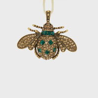 Jeweled Insect Hanging Ornament, Ruby and Emerald