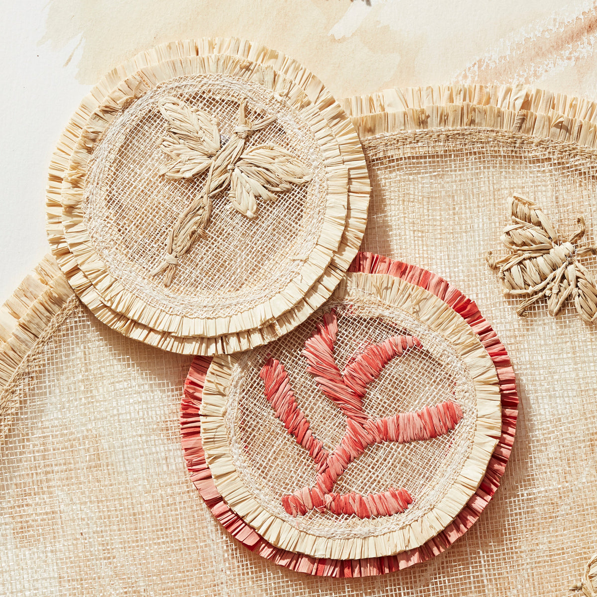 Coral Straw Coasters – Set of 4