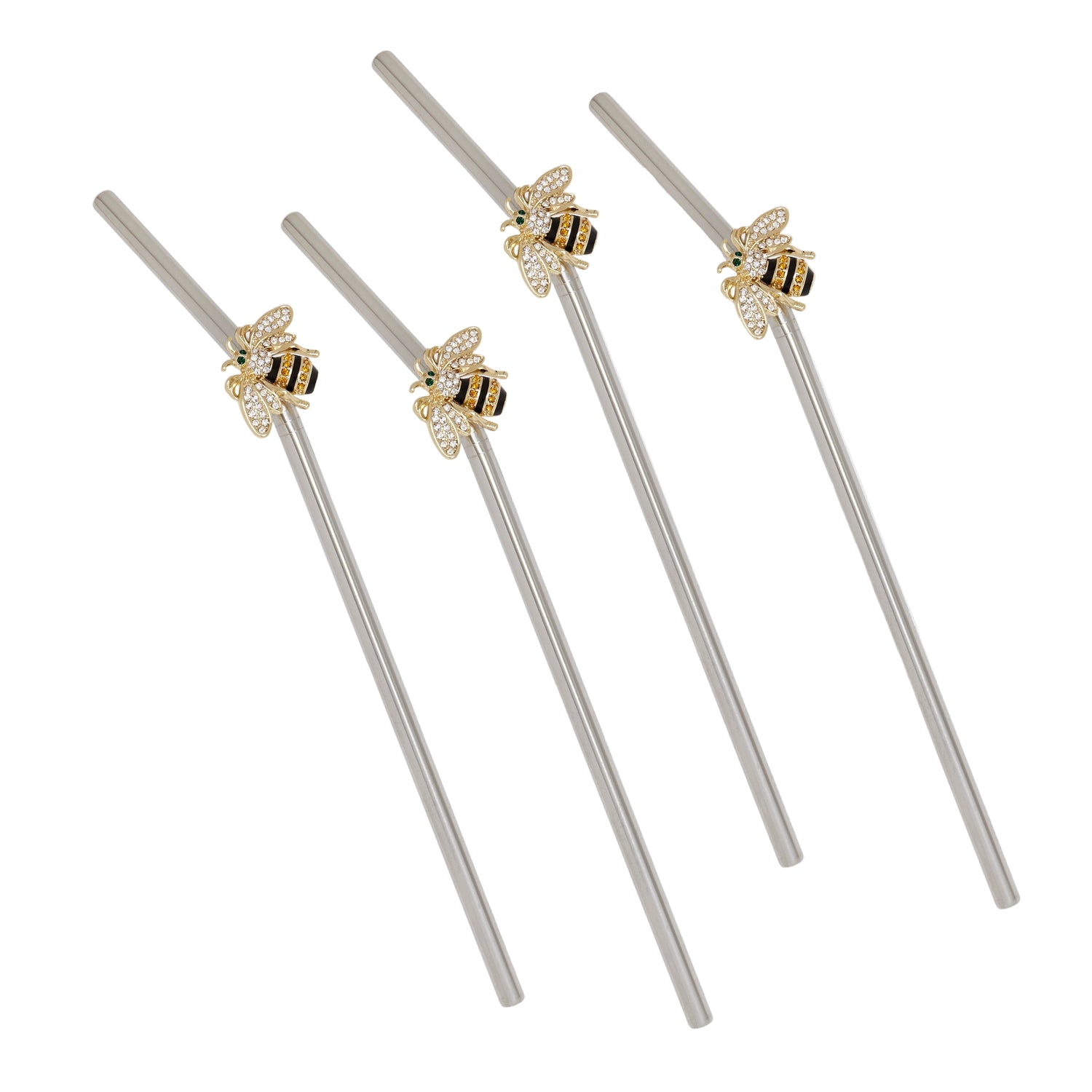 Stripey Bee Metal Straws – Set of 4