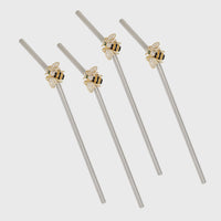 Stripey Bee Metal Straws – Set of 4