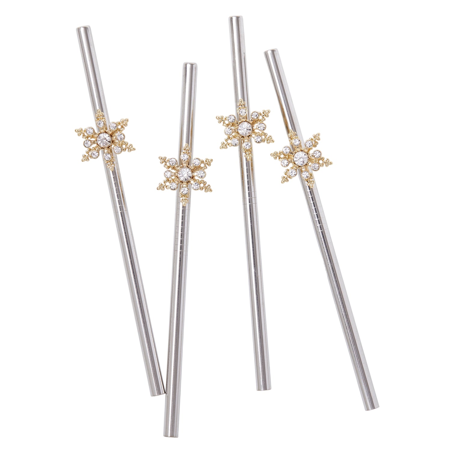 Snowflake Metal Cocktail Straws – Set of 4