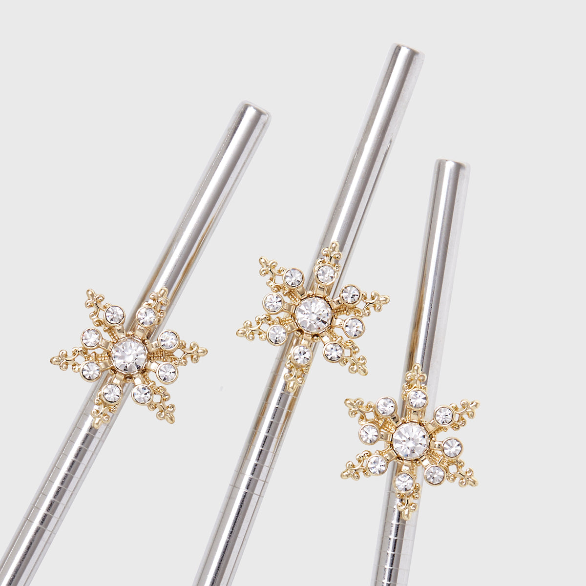 Snowflake Metal Cocktail Straws – Set of 4
