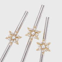 Snowflake Metal Cocktail Straws – Set of 4
