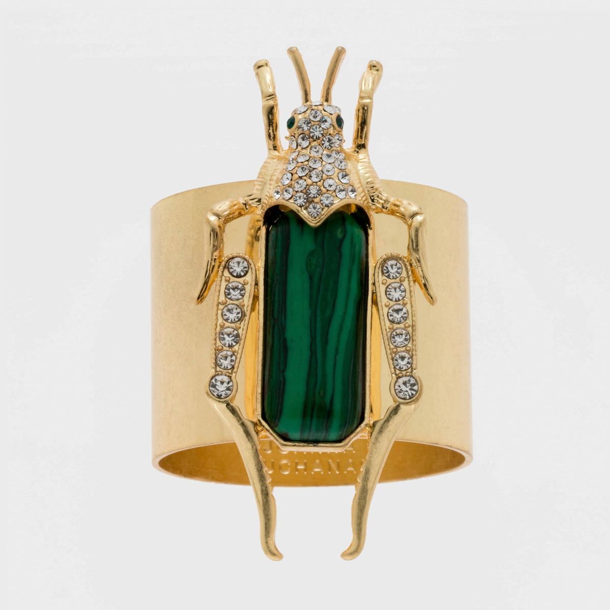 Grasshopper Napkin Rings – Faux Malachite (Set of 2)