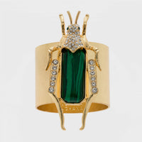 Grasshopper Napkin Rings – Faux Malachite (Set of 2)