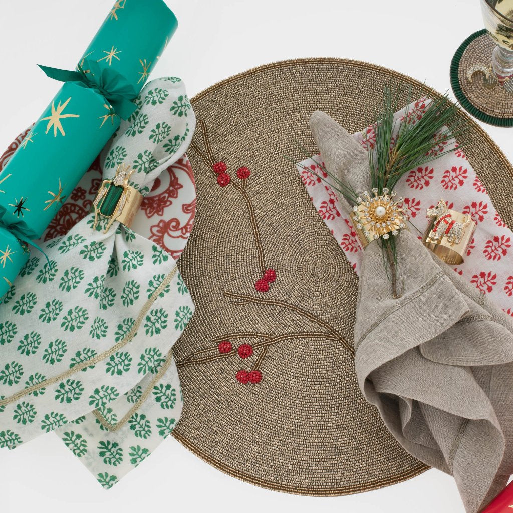 Grasshopper Napkin Rings – Faux Malachite (Set of 2)