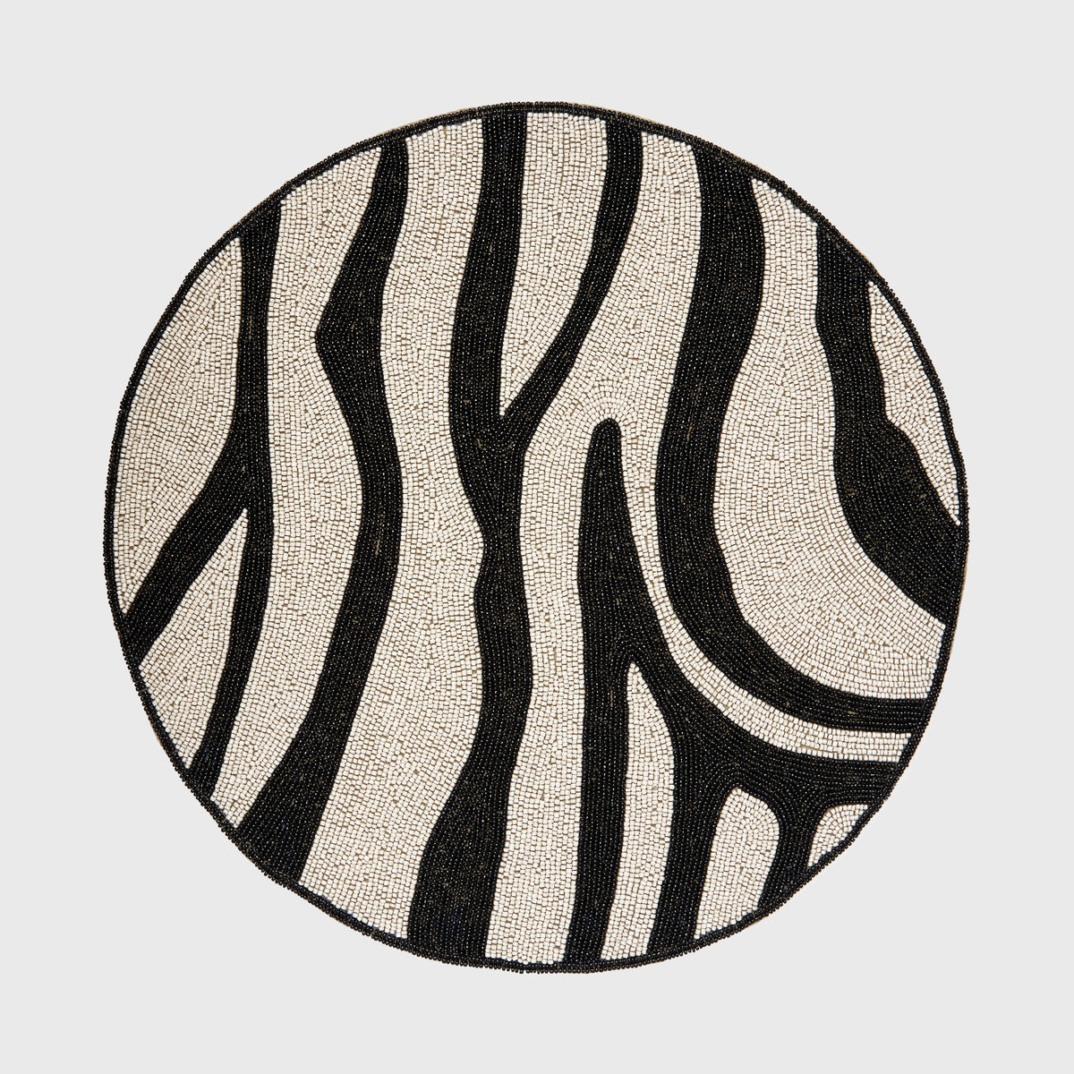 Zebra Hand Beaded Placemat – Black