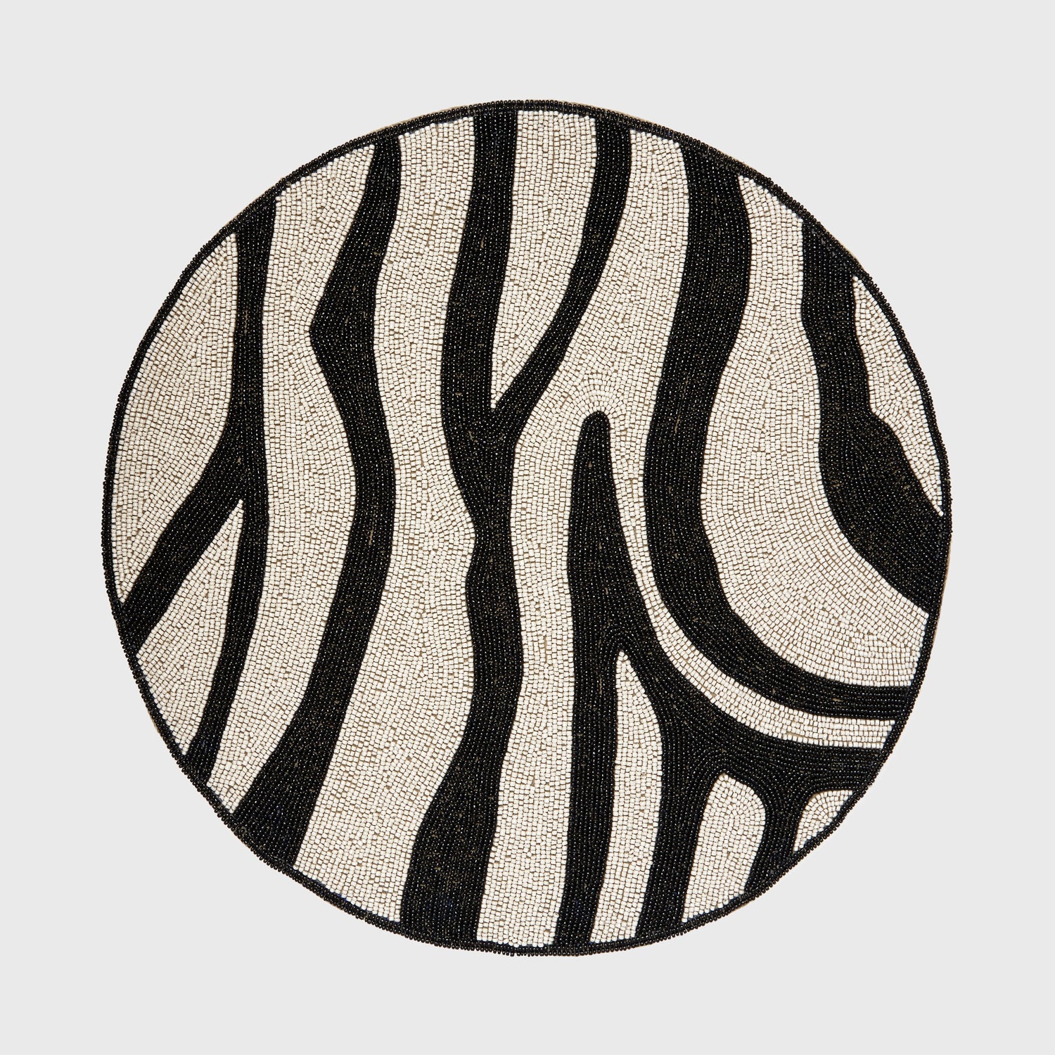 Zebra Hand Beaded Placemat – Black