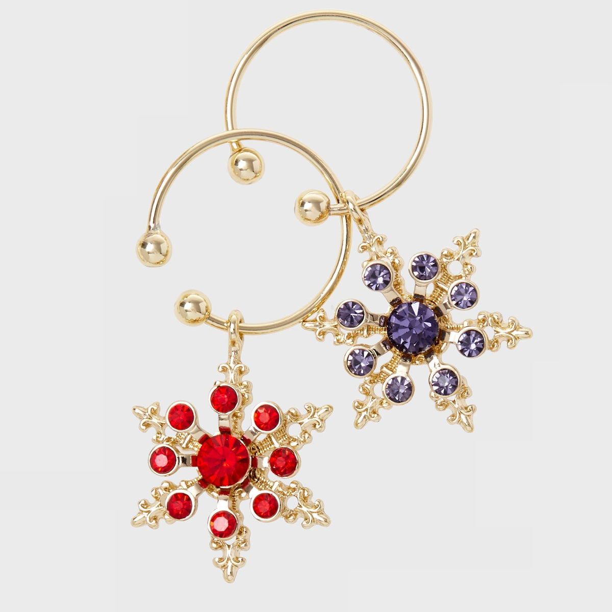 Snowflake Wine Charms – Jewel Tones (Set of 6)