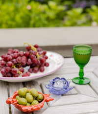 Floral Glass Candle Holder, Blue