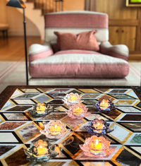 Floral Glass Candle Holder, Blue