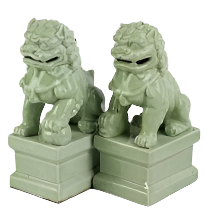 Pair of Foo Dogs - Sage Green