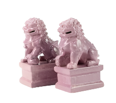 Pair of Foo Dogs -  Pink