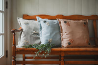 Estella Pillow – Blue Embroidered Floral Pillow Cover (20x20)