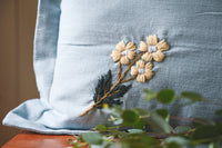 Estella Pillow – Blue Embroidered Floral Pillow Cover (20x20)