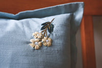Estella Pillow – Blue Embroidered Floral Pillow Cover (20x20)