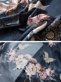 Short Kimono Robe Crane