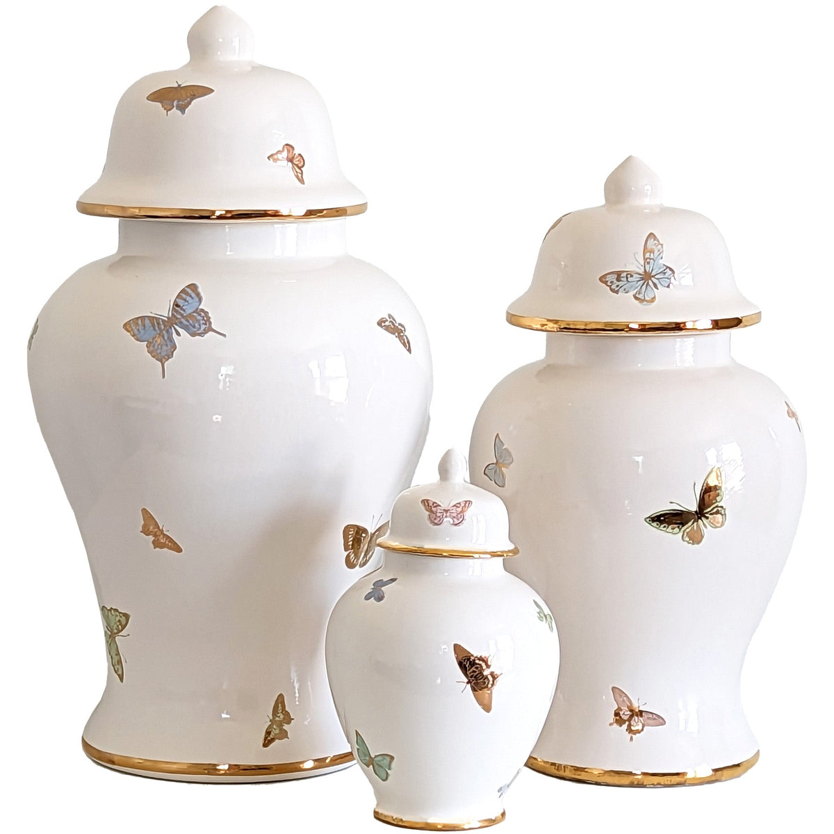 Gilded Butterflies Ginger Jars (Various Sizes)