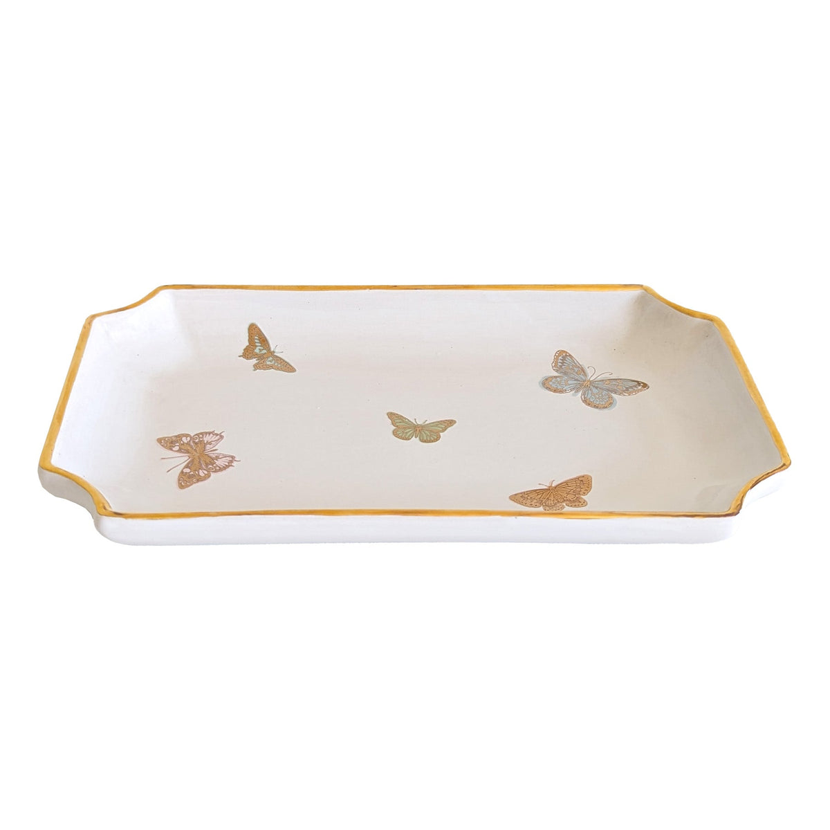Gilded Butterflies Trays with 22K Gold Accent (Various Sizes)