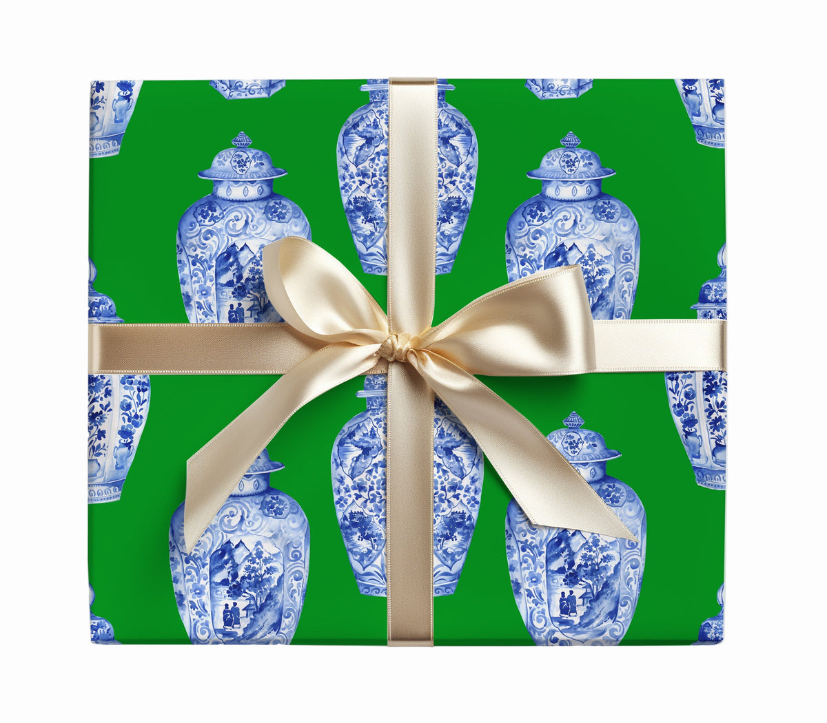 Green Ginger Jar Gift Wrap  (Sold as Set w/ Gift Tags or Separately)