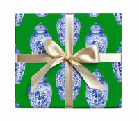 Green Ginger Jar Gift Wrap  (Sold as Set w/ Gift Tags or Separately)