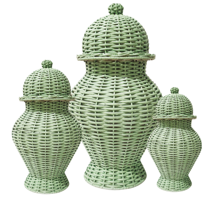 Spring Green Wicker Jar (3 Sizes)