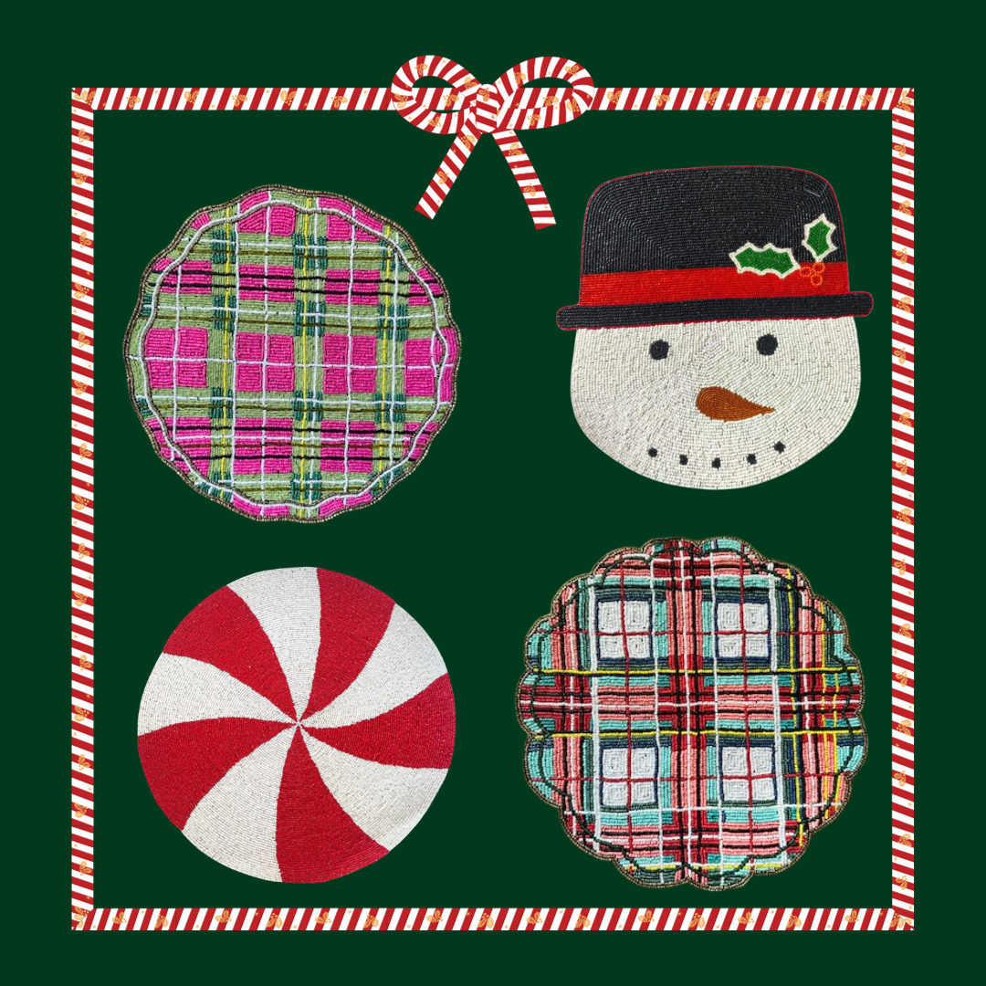 Christmas Beaded Plaid Placemat - Single