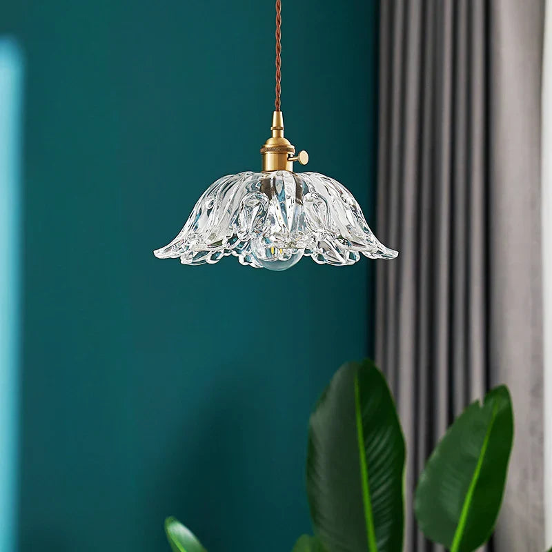Japanese Glass Pendant Light - Vintage Brass (Various Sizes)