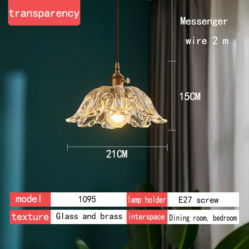 Japanese Glass Pendant Light - Vintage Brass (Various Sizes)
