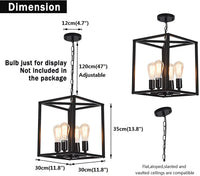 Industrial Metal Lantern Chandelier 4-Light Adjustable Rustic Gold Farmhouse Ceiling Fixture