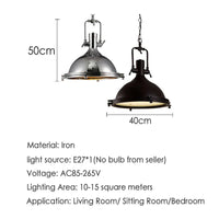 Nora's Retro Industrial Metal Pendant Light (Various Colors)