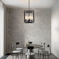 Industrial Metal Lantern Chandelier 4-Light Adjustable Rustic Gold Farmhouse Ceiling Fixture