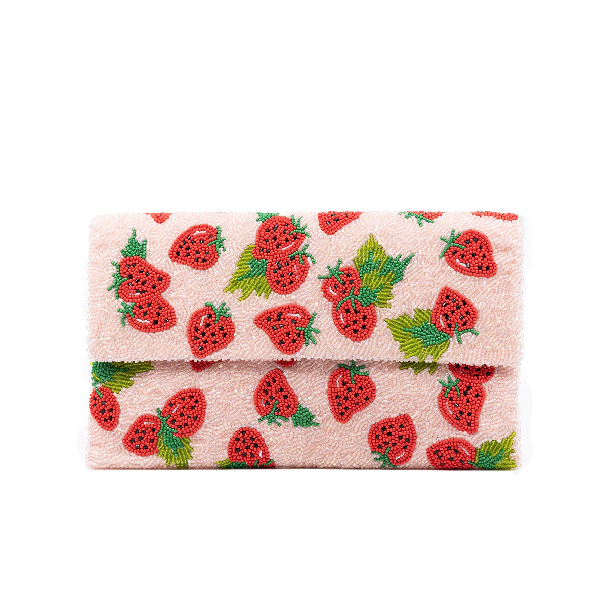 Strawberries Beaded Clutch Handbag