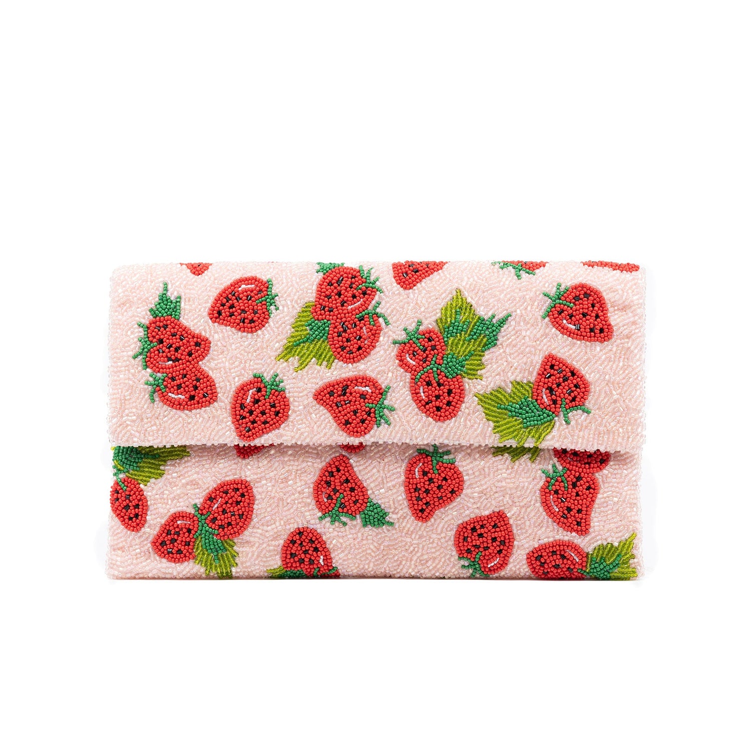 Strawberries Beaded Clutch Handbag