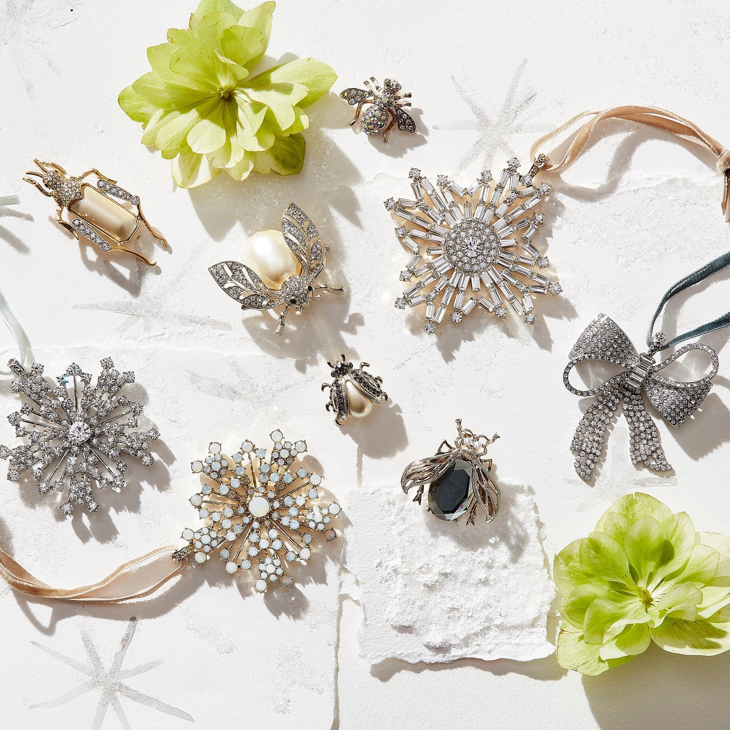 Baguette Snowflake Hanging Ornament, Crystal