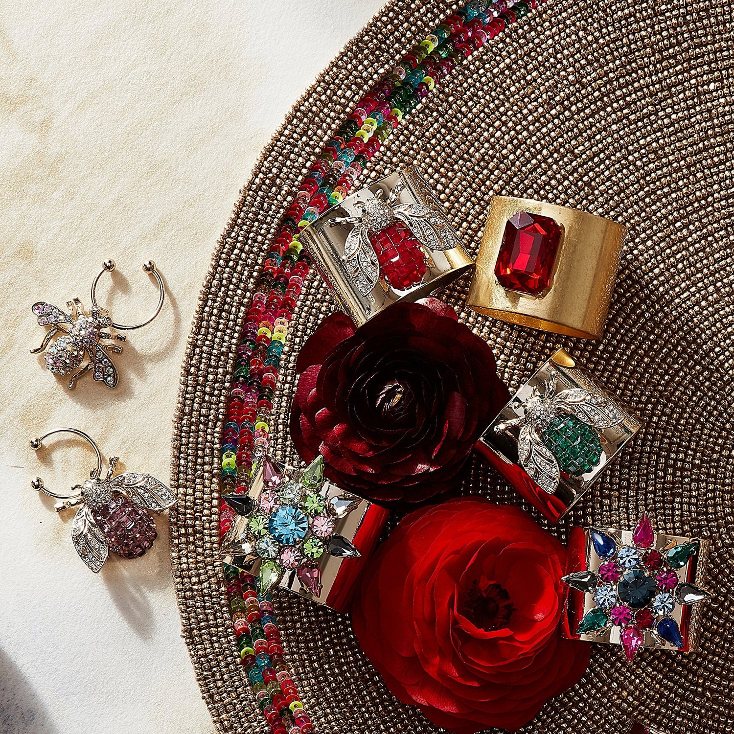 Single Gem Napkin Rings – Bright Red (Set of 2)