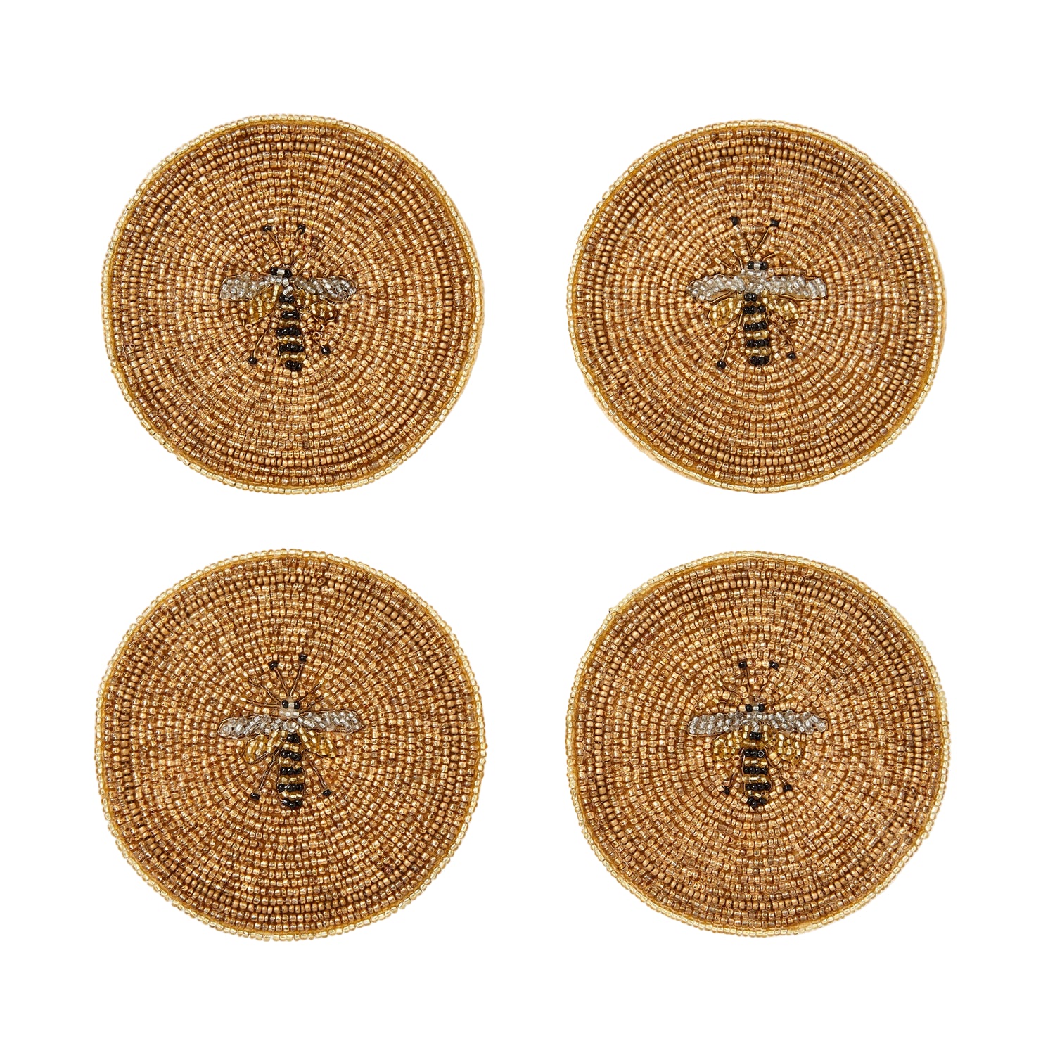 Stripey Bee Coasters – Set of 4