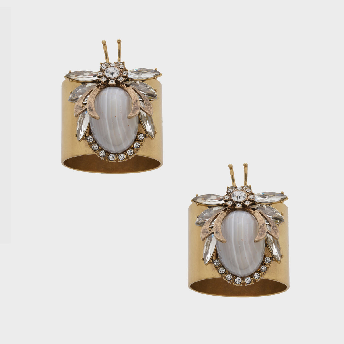 Vintage Bug Napkin Rings – Grey Agate (Set of 2)