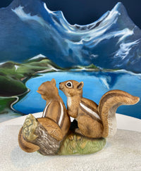 HOMCO Hand Painted Porcelain Sweetheart Chipmunks Figurine