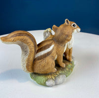 HOMCO Hand Painted Porcelain Sweetheart Chipmunks Figurine