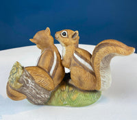 HOMCO Hand Painted Porcelain Sweetheart Chipmunks Figurine