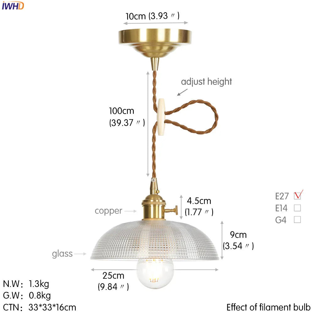 Nordic Glass and Gold Pendant Light (3 Styles)