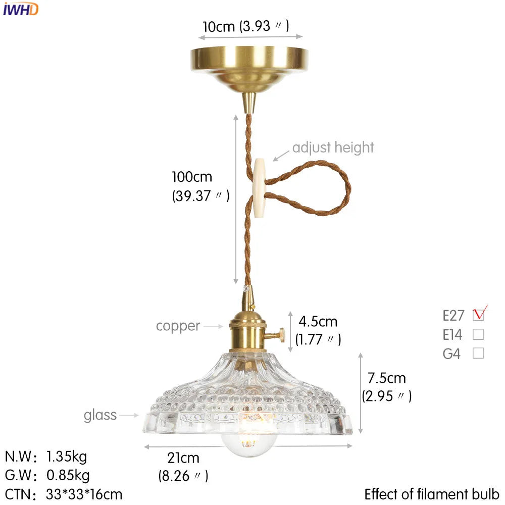 Nordic Glass and Gold Pendant Light (3 Styles)