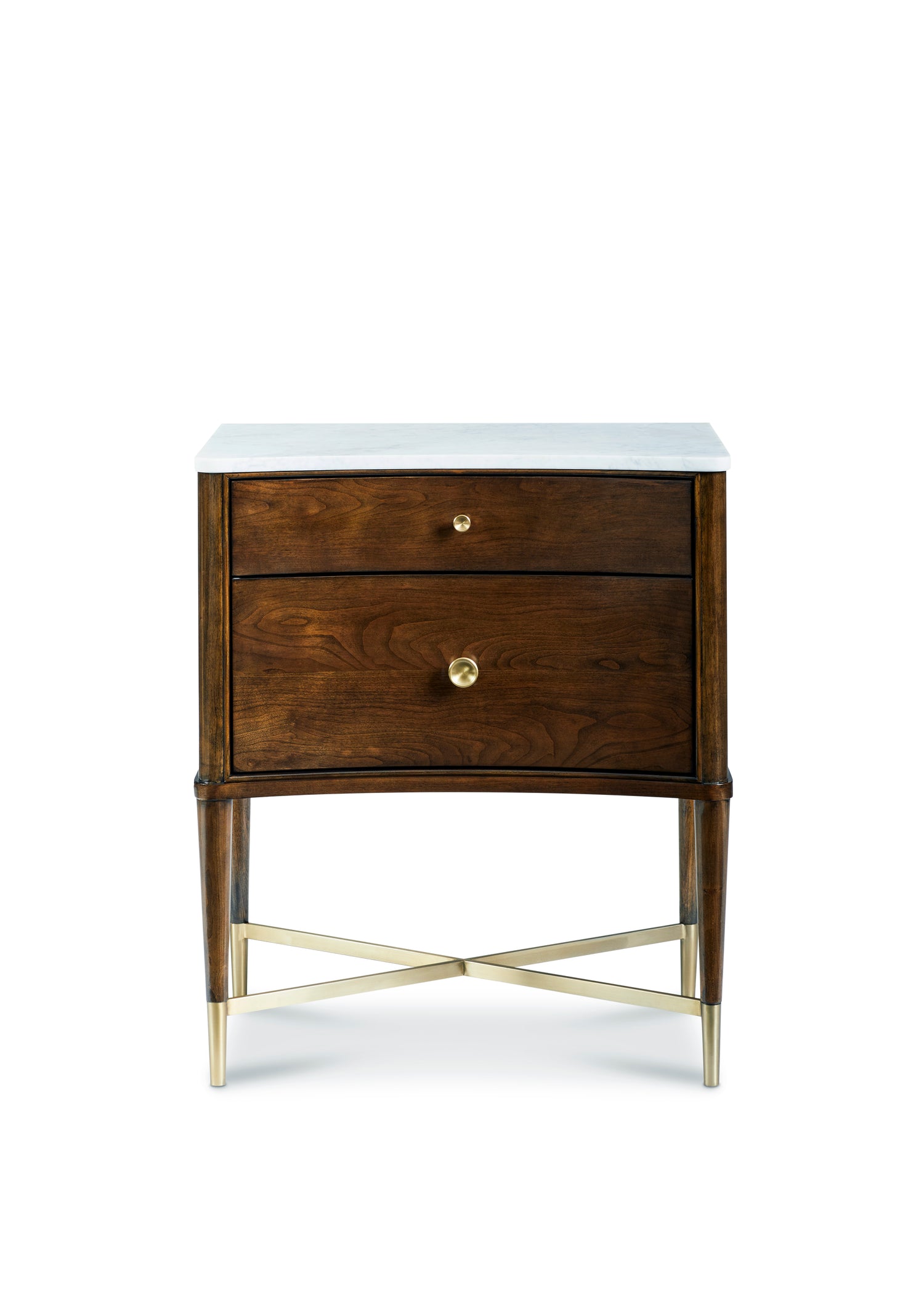 Walnut Nightstand with Honed Carrera Marble Top & Built-In Power