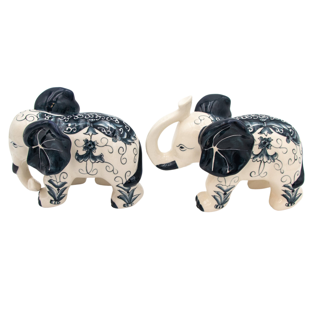 Hand-painted Embera and Nyala Elephants - Pair