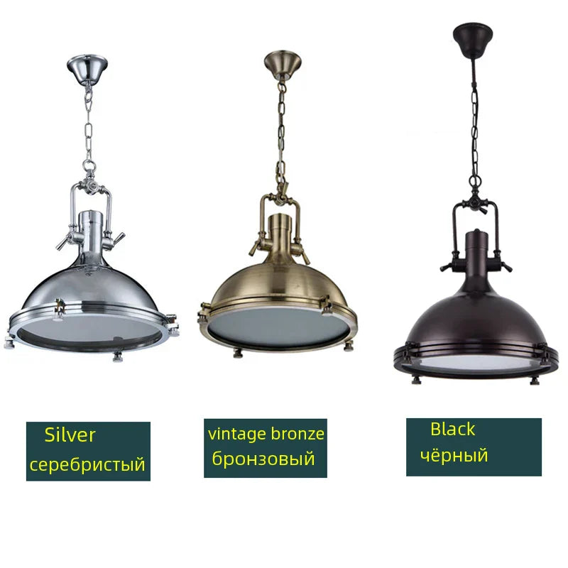 Nora's Retro Industrial Metal Pendant Light (Various Colors)
