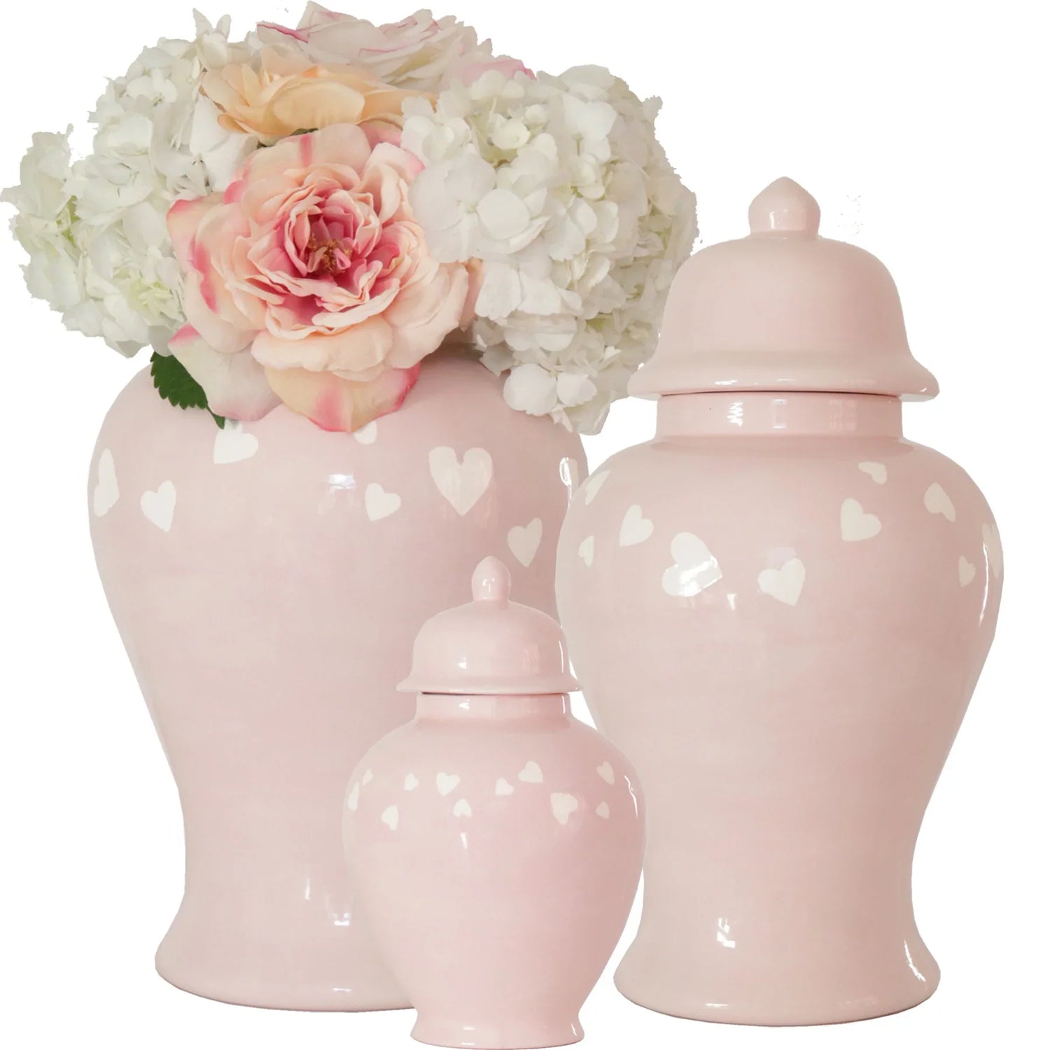"Love is in the Air" Ginger Jars in Cherry Blossom Pink (Various Sizes)